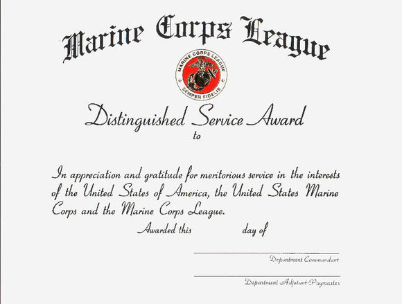 Distinguished Service Certificate Dept Lettered