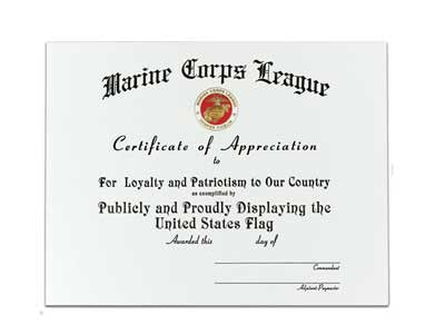 Certificate Of Appreciation FLAG