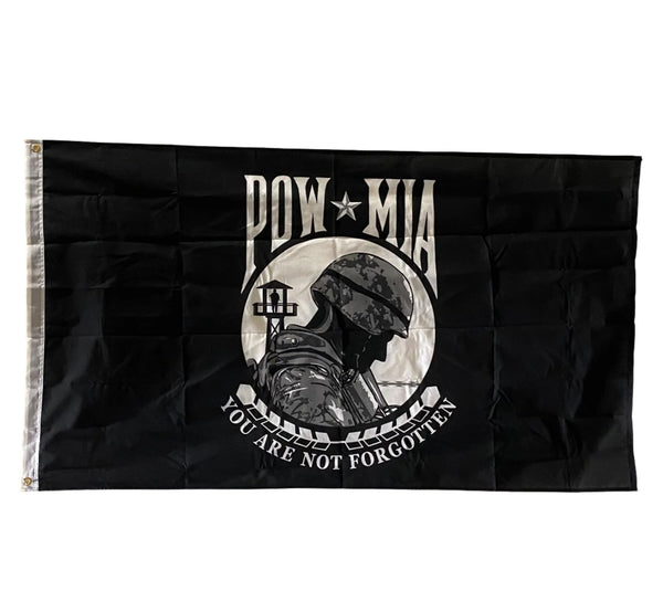 Poi Flag 3x5' POW-MIA Black Flag You Are Not Forgotten Prisoner Of War. Sealed. E57 Pow Flag Made In Usa - Foto 8